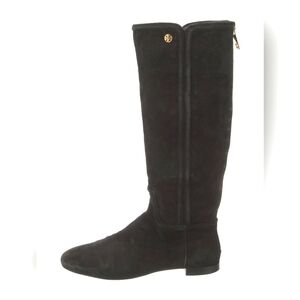 Tory Burch Designer Irene Leather Tall Black Suede Knee-High Riding Boots 7.5